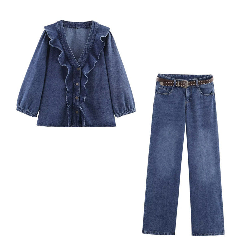 European And American Autumn Fashion Layered Denim Shirt