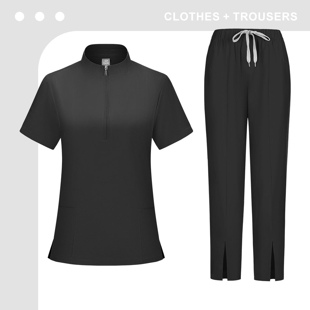 Solid-color Scrub Suit For Women