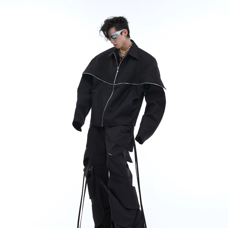 Cape Stitching Padded Shoulder Jacket Simple High-end Jacket