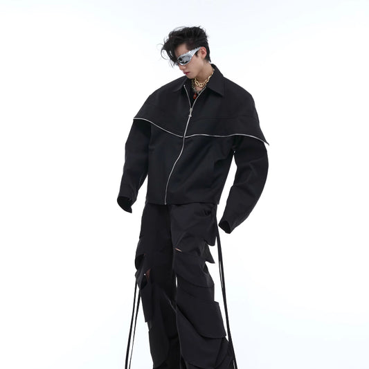 Cape Stitching Padded Shoulder Jacket Simple High-end Jacket