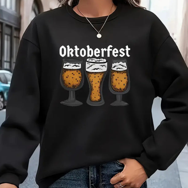 Fleeceprintet langærmet sweatshirt til hverdagsbrug