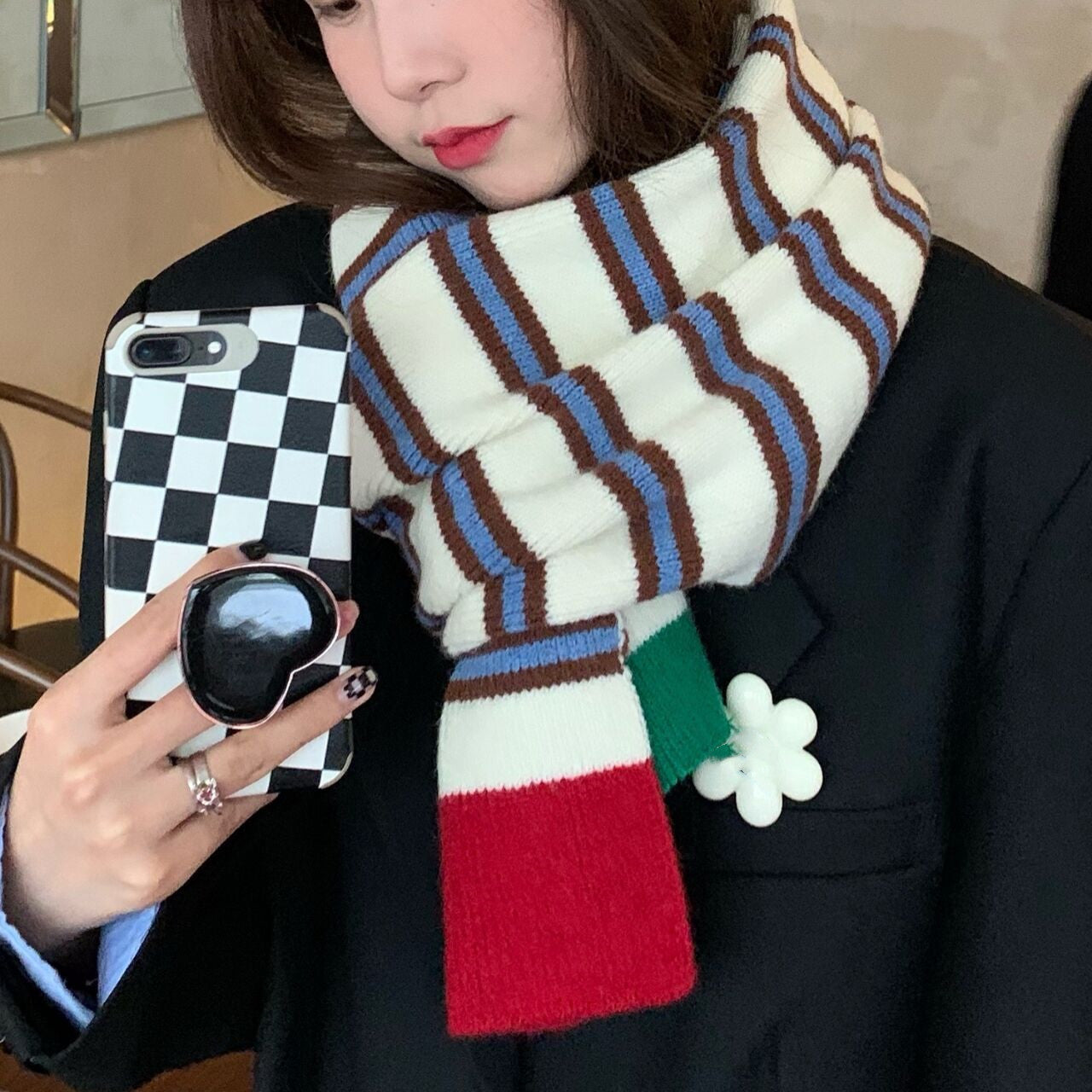 Women's Fashion Versatile Striped Warm Scarf