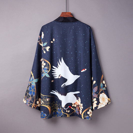 Haku Digital Printed Kimono Cape Coat Pajamas Cardigan