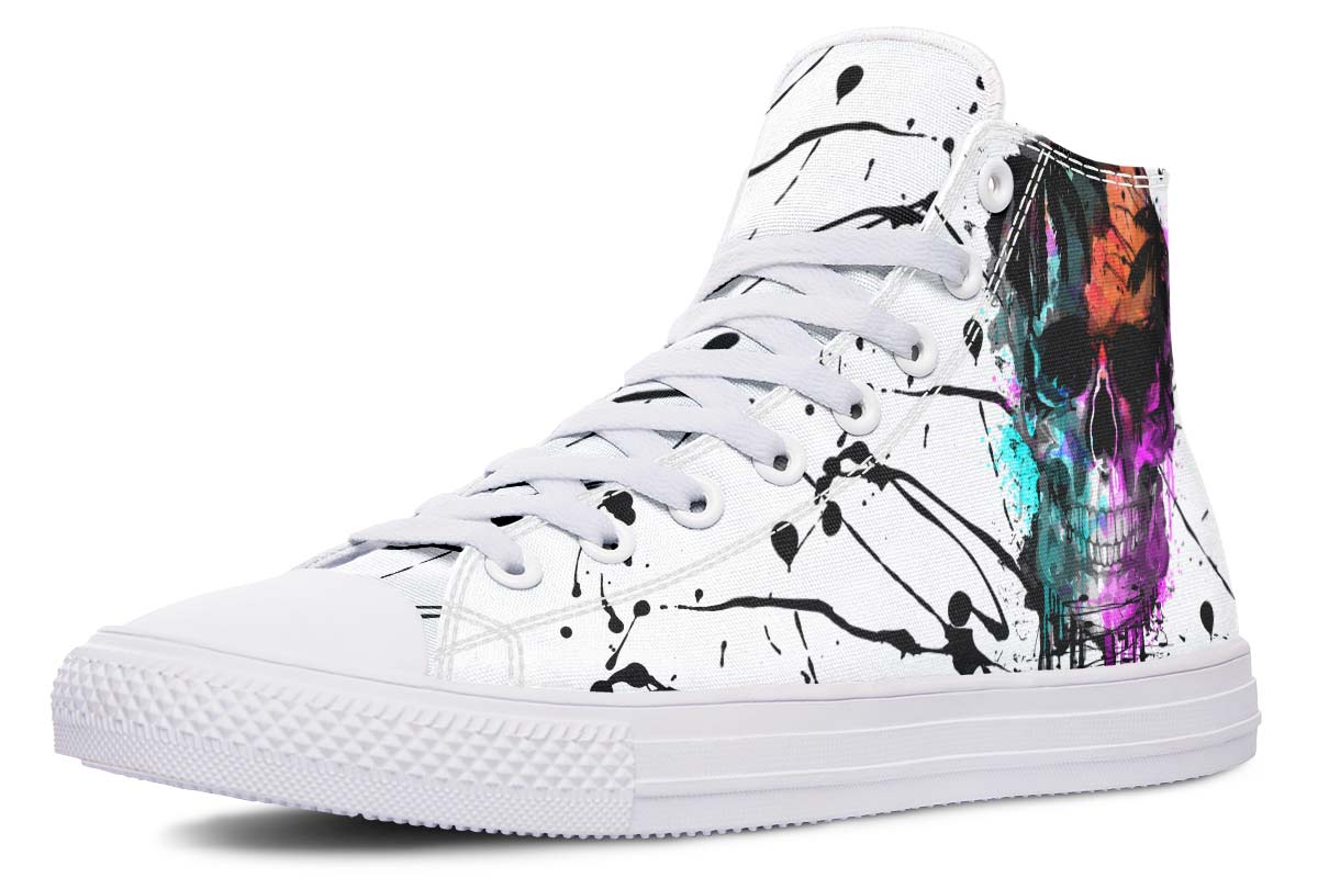 Men's And Women's Fashion Color Printing High-top Canvas Shoes