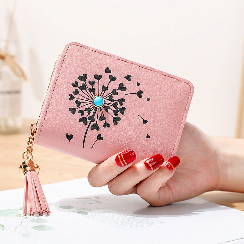 Simple PU Leather Zipper Multiple Card Slots Mini Short Women's Wallet