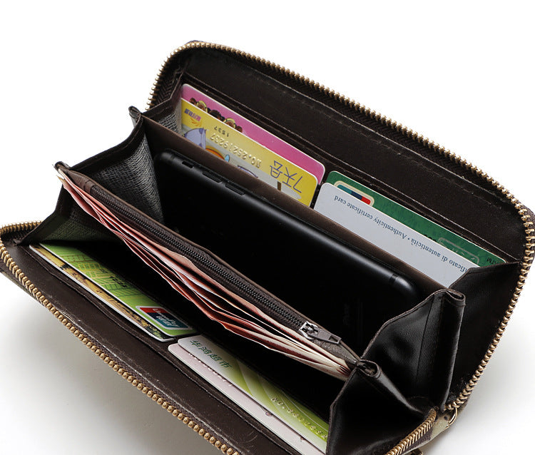 Plaid long single pull wallet mobile phone bag