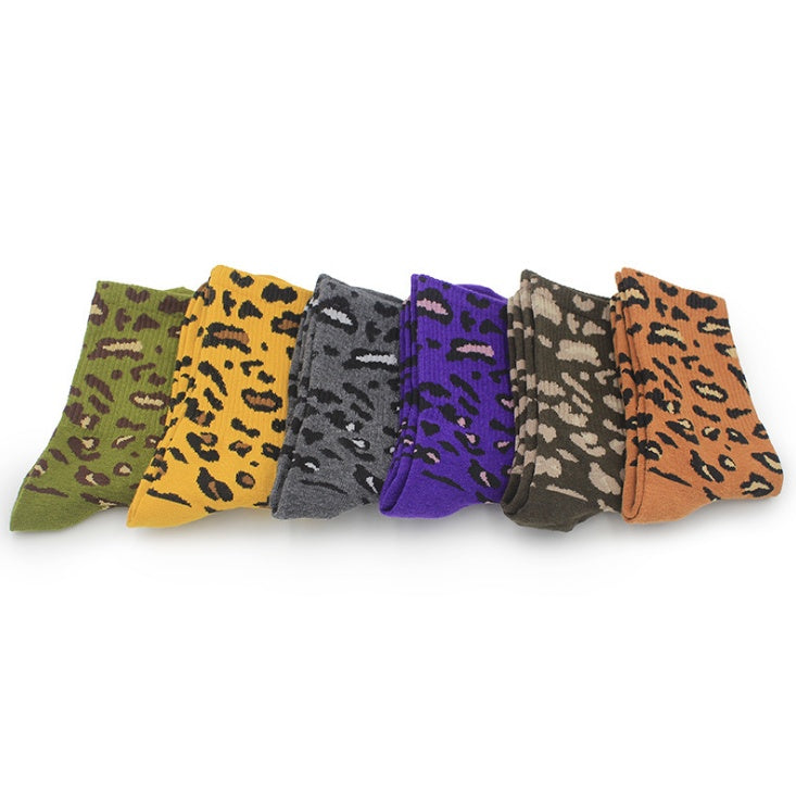 Leopard socks, female leopard, personality, tide, autumn and winter, Korean version, stockings