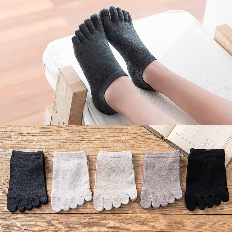Ladies mid-tube cotton five-finger socks