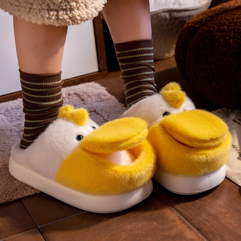 Women's Big Mouth Duck Thick Bottom And Warm Keeping Fleece-lined Home Indoor Cotton Slippers
