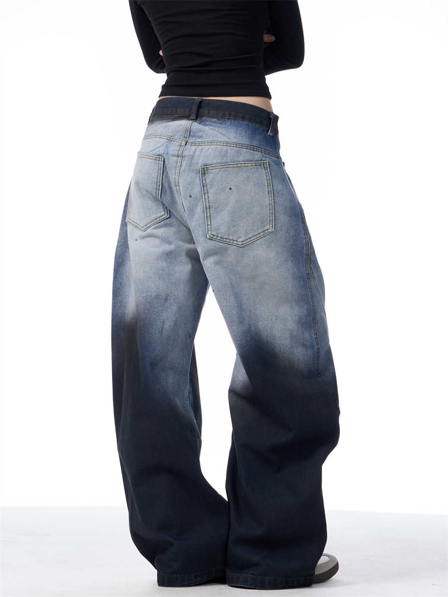 Gradient Tie-dye Machete Jeans Brede Benbukser til Kvinder