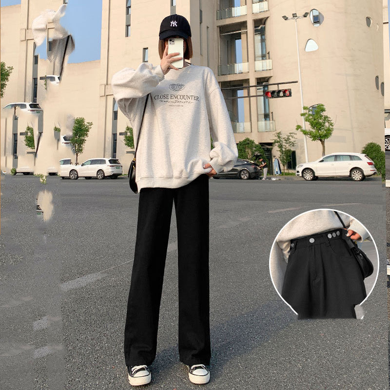 Women's Summer Thin Straight Loose High Waist Jeans