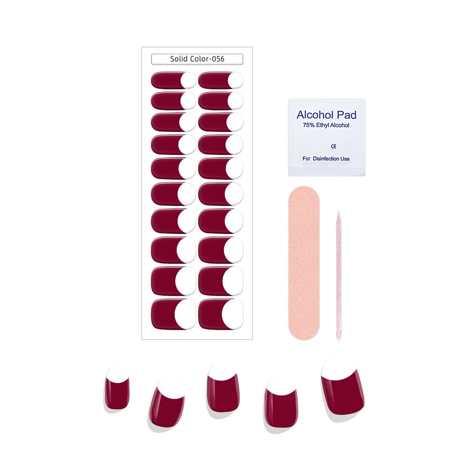 New French Solid Color Gel Waterproof Semi-baked Nail Stickers