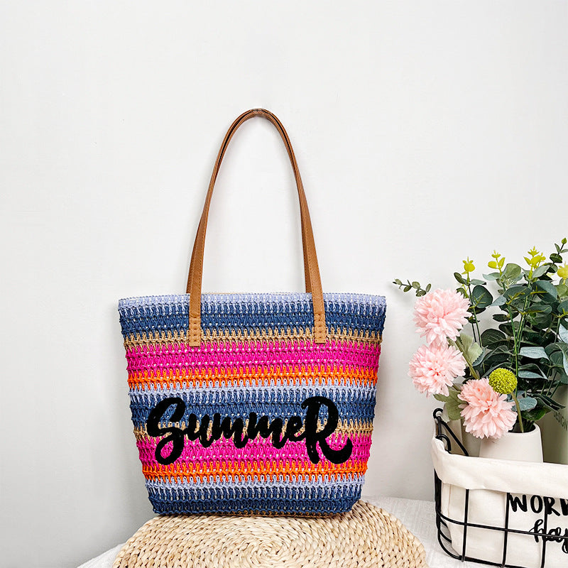 Straw-woven Womens Large-capacity Shopping Bag