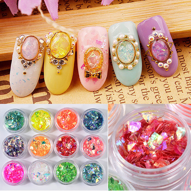 nail art colorful shell paper 12 colors