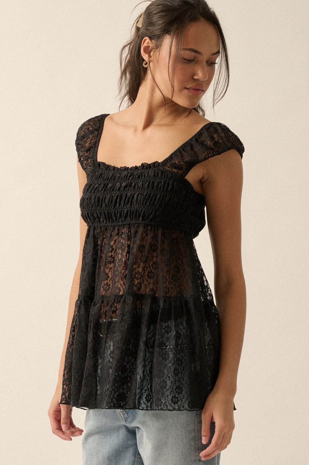 Womens Sexy Sleeveless Sheer Dress With A Spliced Square Neck