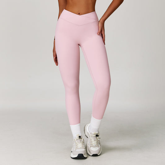 Nude Feel Yoga Pants Cross High Waist Tight Casual Workout Pants