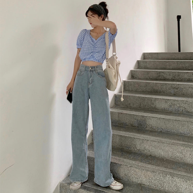 Straight slim wide-leg pants