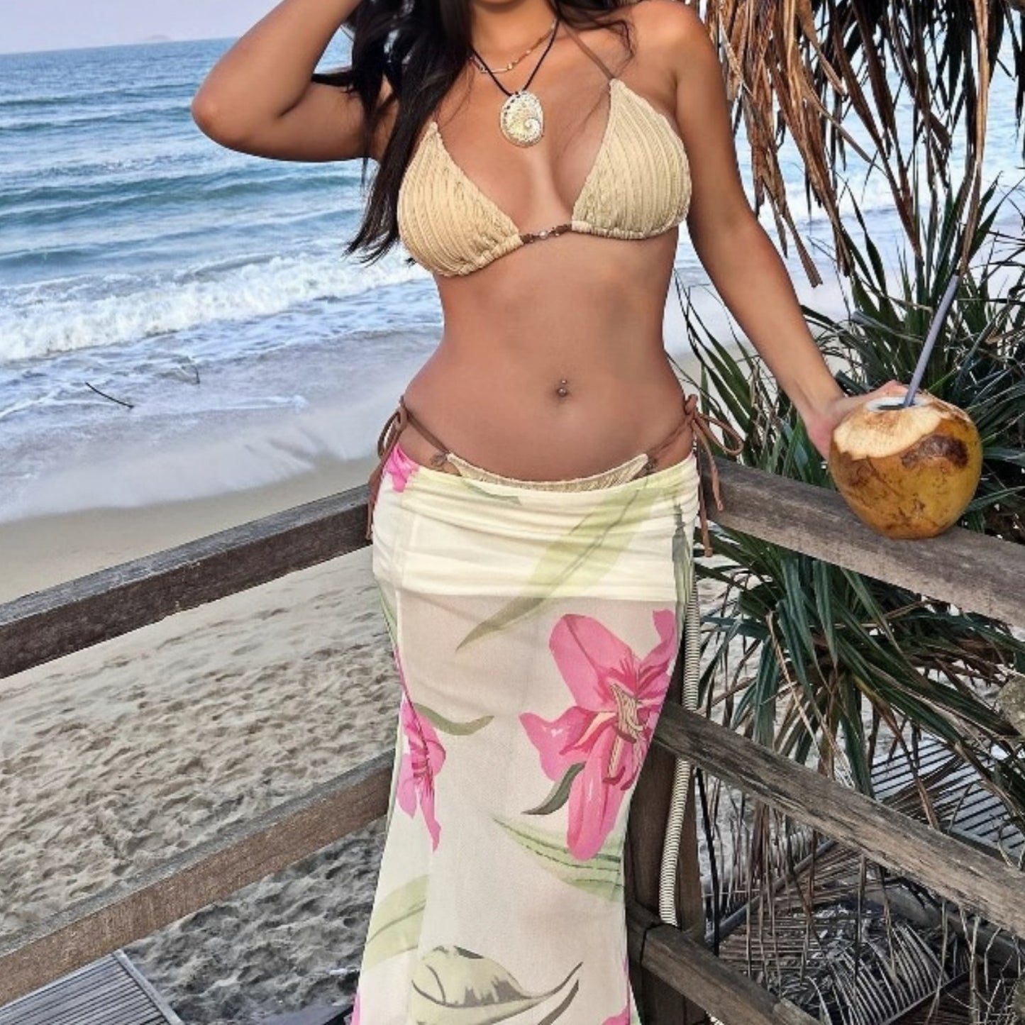 Dopamine Beach Vacation Pure Desire Stil Trykt Mesh Etuinederdel