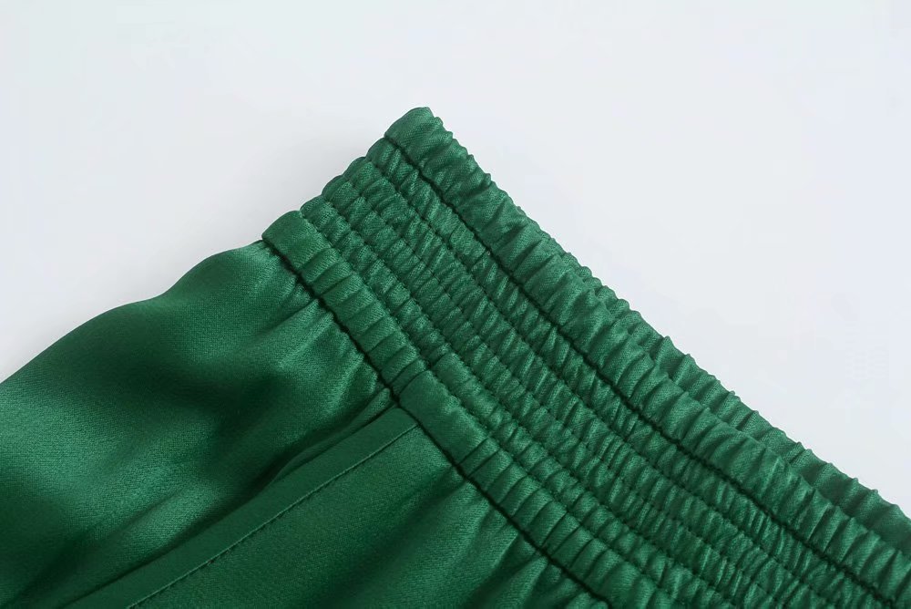 Women's Fashion Solid Color Slit Design Silk Satin