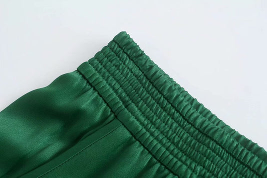 Women's Fashion Solid Color Slit Design Silk Satin