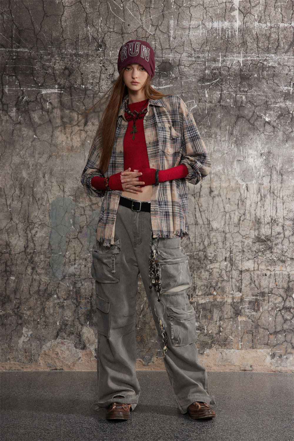 Plaid Shirt Men's Spring And Autumn American Retro Washed And Worn