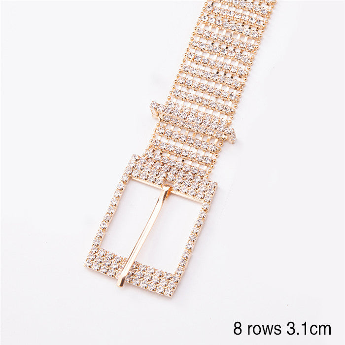 Women's Shiny Alloy Belt With Rhinestones