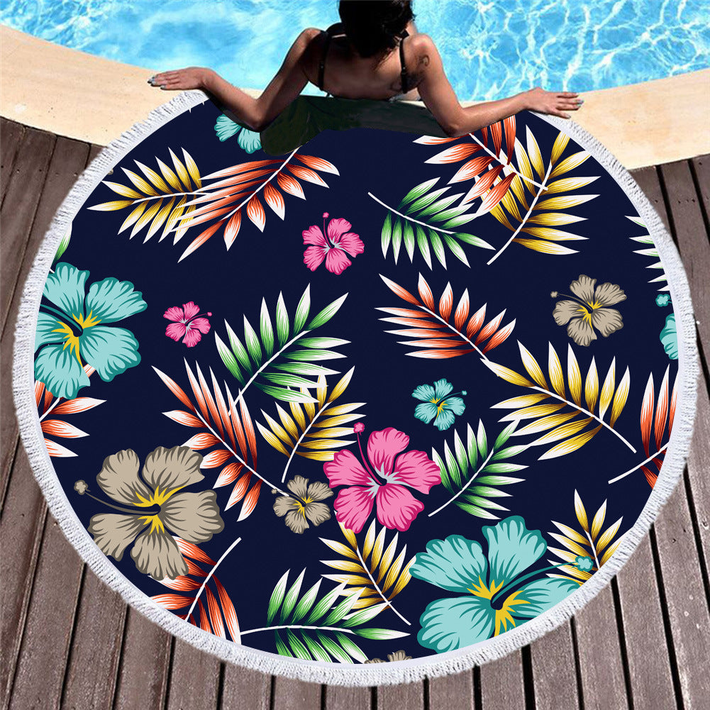 Round printed beach towel