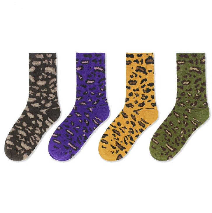 Leopard socks, female leopard, personality, tide, autumn and winter, Korean version, stockings