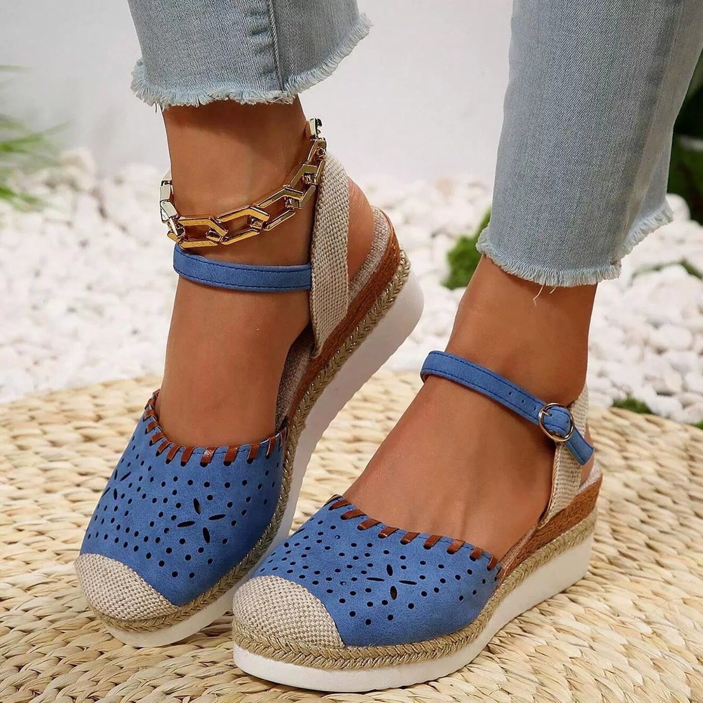Women's Hemp Rope Platform Casual Wedge Shoes