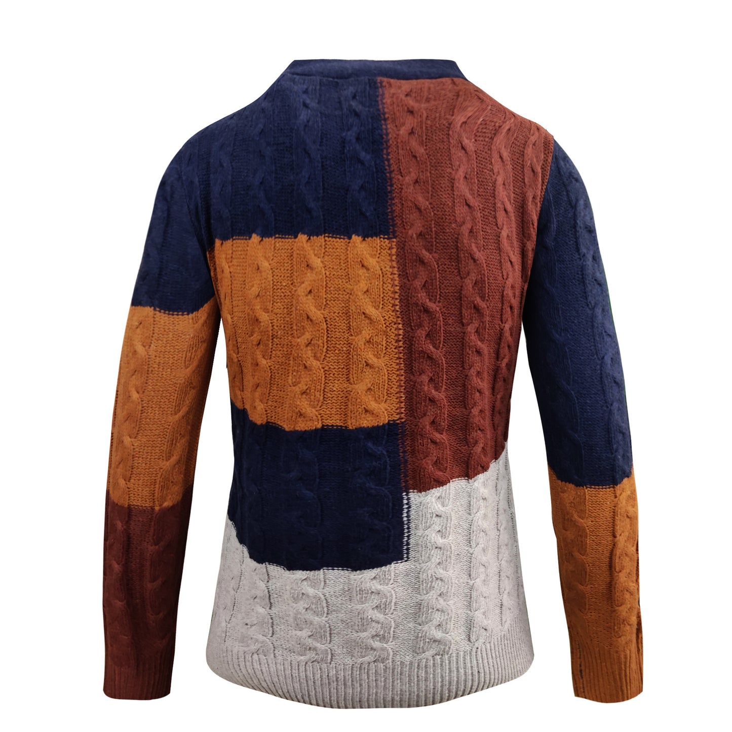 New Men's Color Contrast Knitwear Casual Long Sleeve