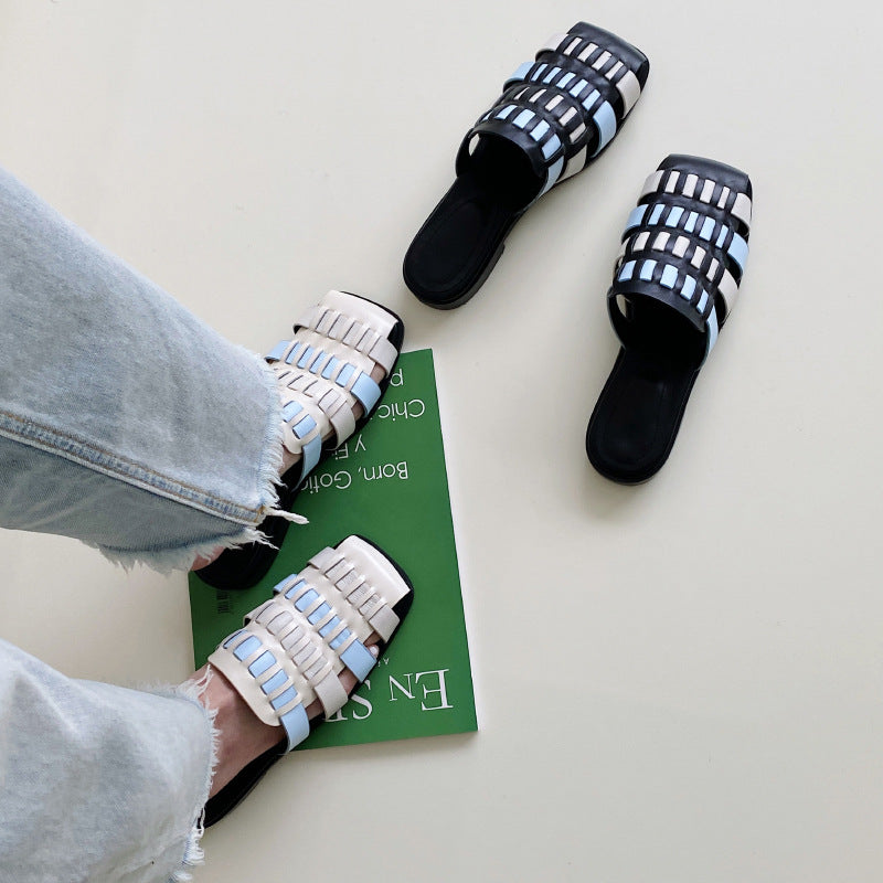 Summer Outer Head Hollow Flat Bottom Casual Sandals