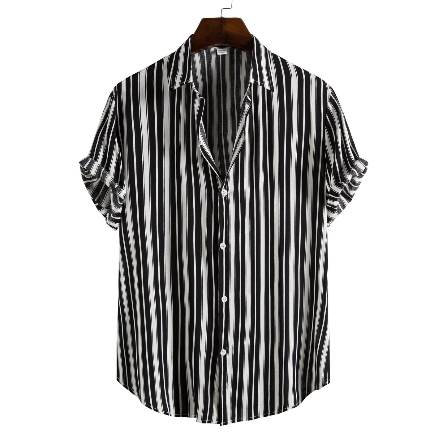 Lapel Cotton Slim-fit Printed Bamboo Shirt
