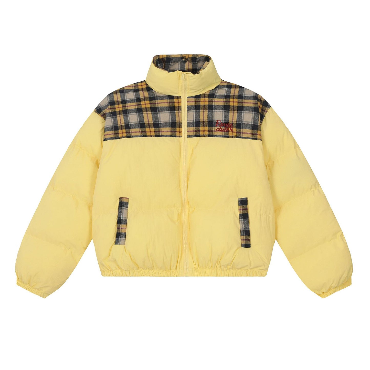Sweet Girl Plaid Stitching High Quality Cotton Coat Jacket