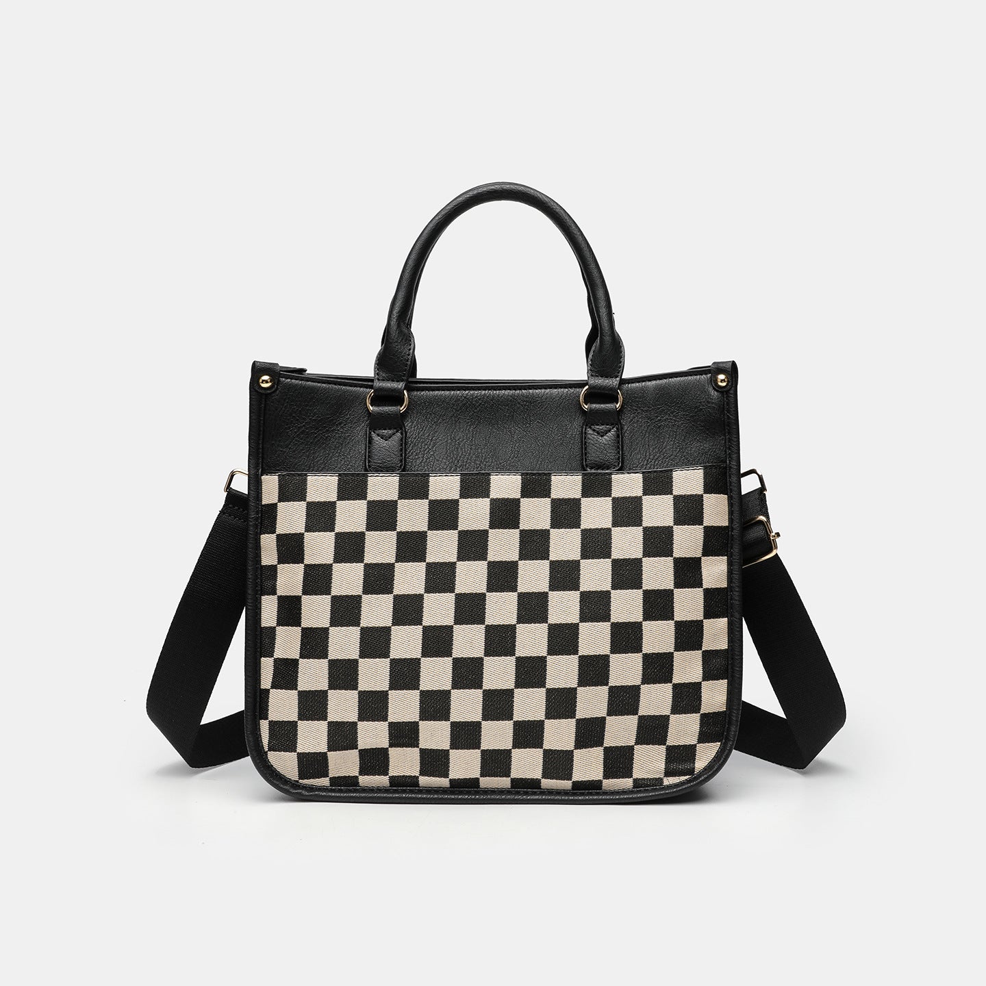 Large Capacity Chessboard Assorted Colors Retro Shoulder Bag