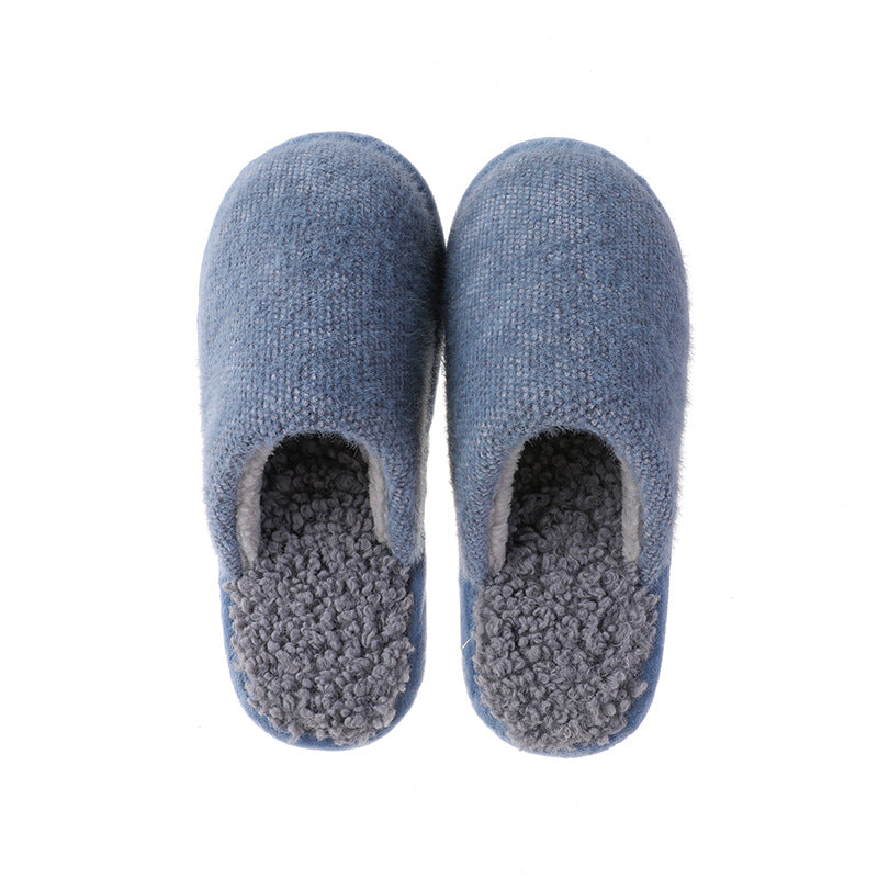 Fashionable warm home anti slip plush cotton slippers