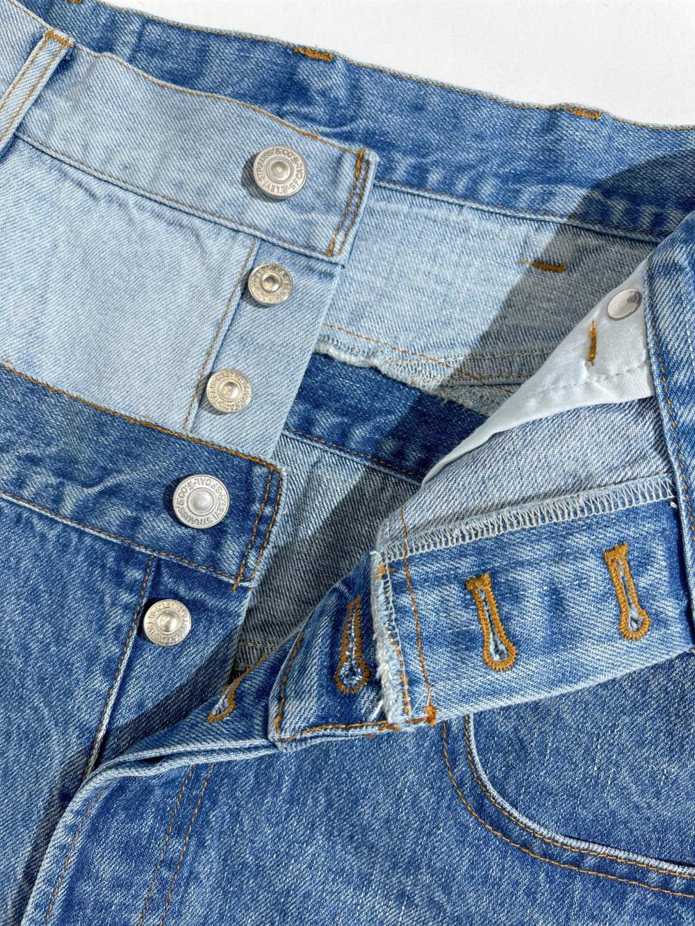 Spring And Summer Spliced Double Head Waist Denim Half Skirt