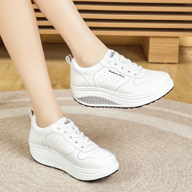 Women's Thick-soled Sports Casual Versatile White Shoes
