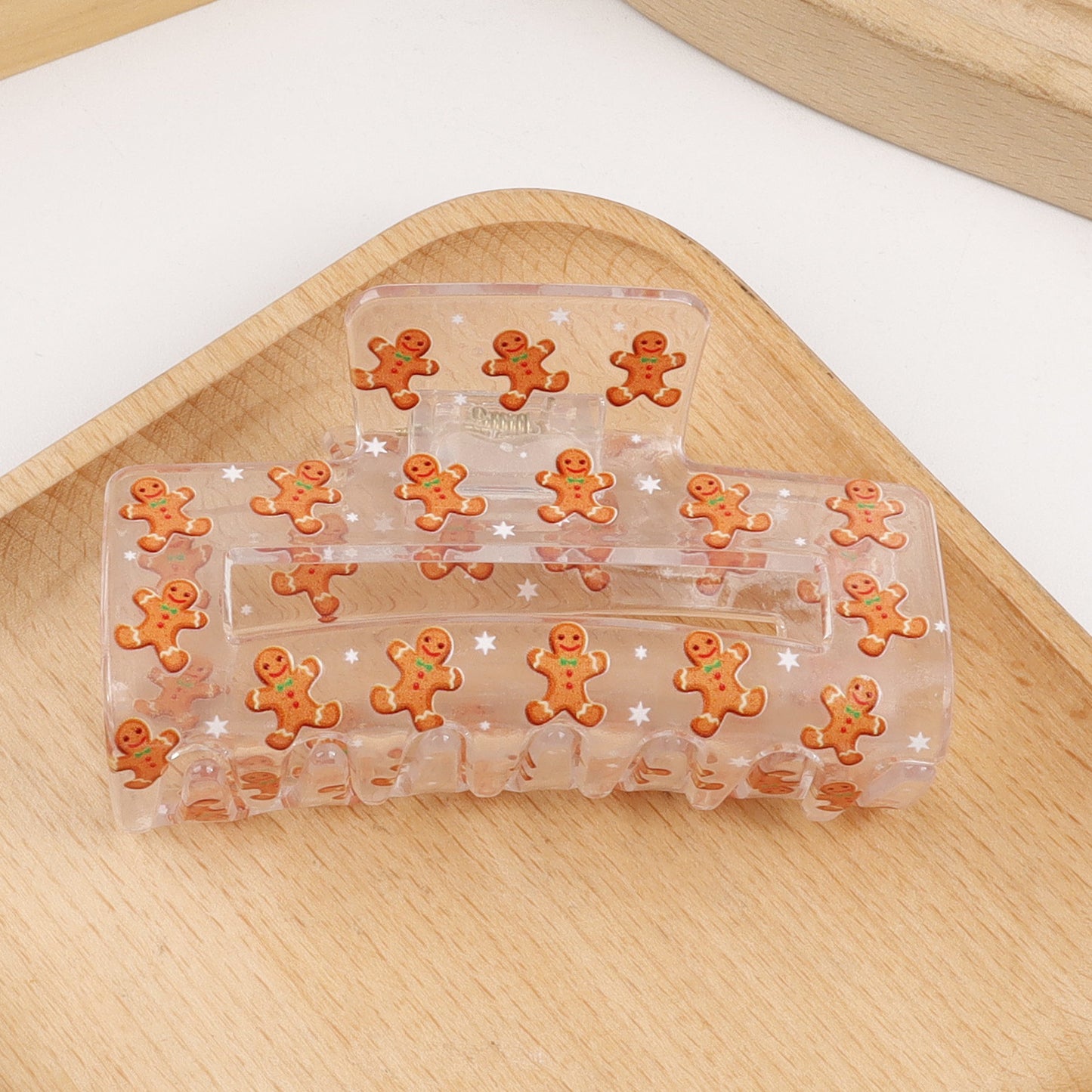 Gingerbread Man Patterned Shark Clip With A Festive Christmas Vibe