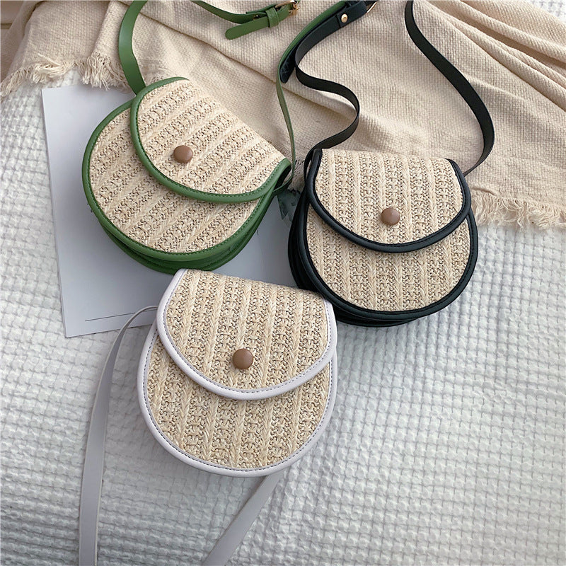Korean style straw woven mobile phone bag