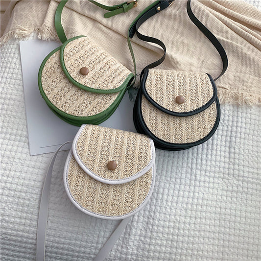 Korean style straw woven mobile phone bag
