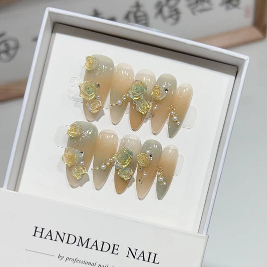Affordable Luxury Style Colored Glaze Rose Nail Art