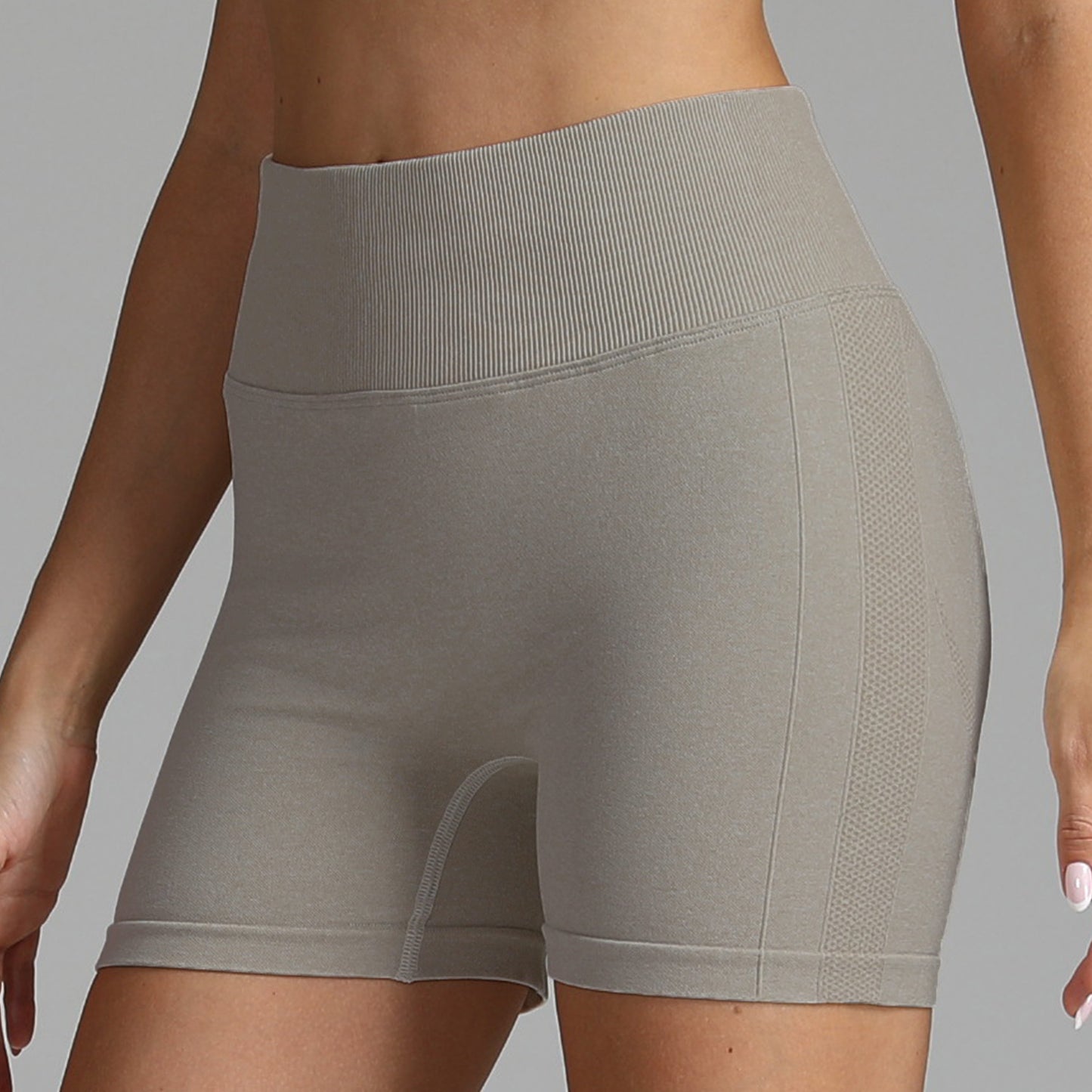 Sømløse yogashorts til kvinder ensfarvede højtaljede hofteløftende fitnessbukser løbetræningsbukser