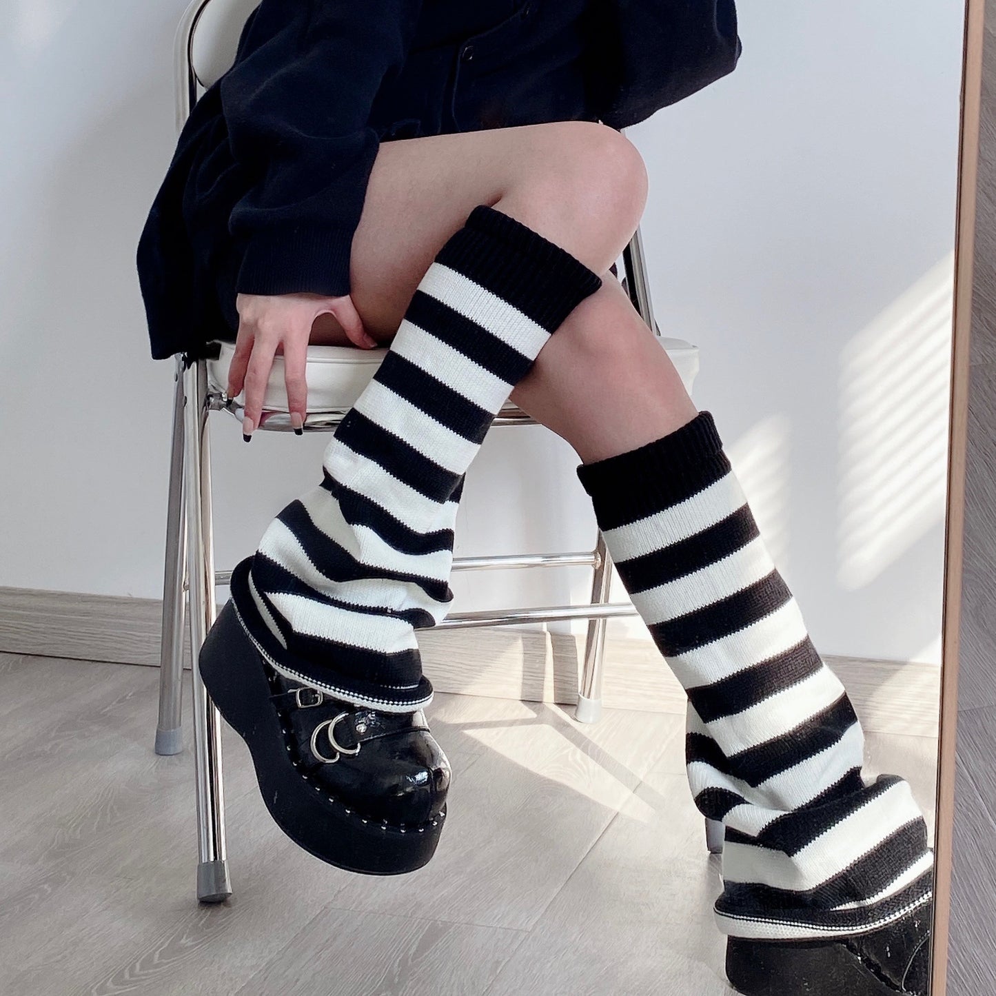 Vintage Striped British Style Flared Wide Leg Socks