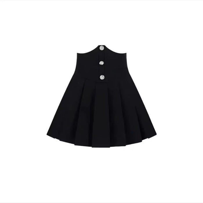 Womens Elegant Halterneck Off-shoulder Top And Skirt Two-piece Set