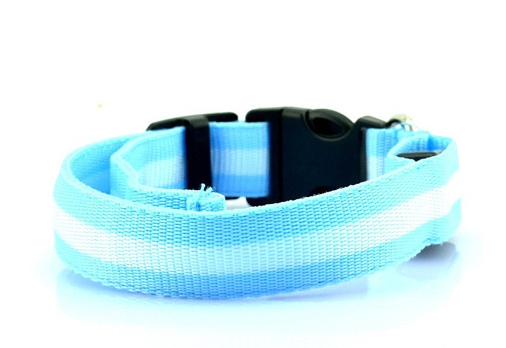 Manufacturer's spot 2.5cm stripe fiber LED luminous pet collar dog ring 6 color 3 size