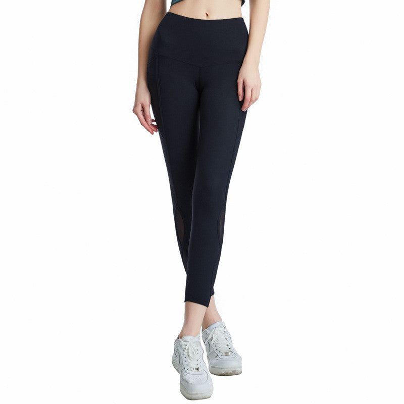 New High Waist Breathable Mesh Hollow Yoga Pants