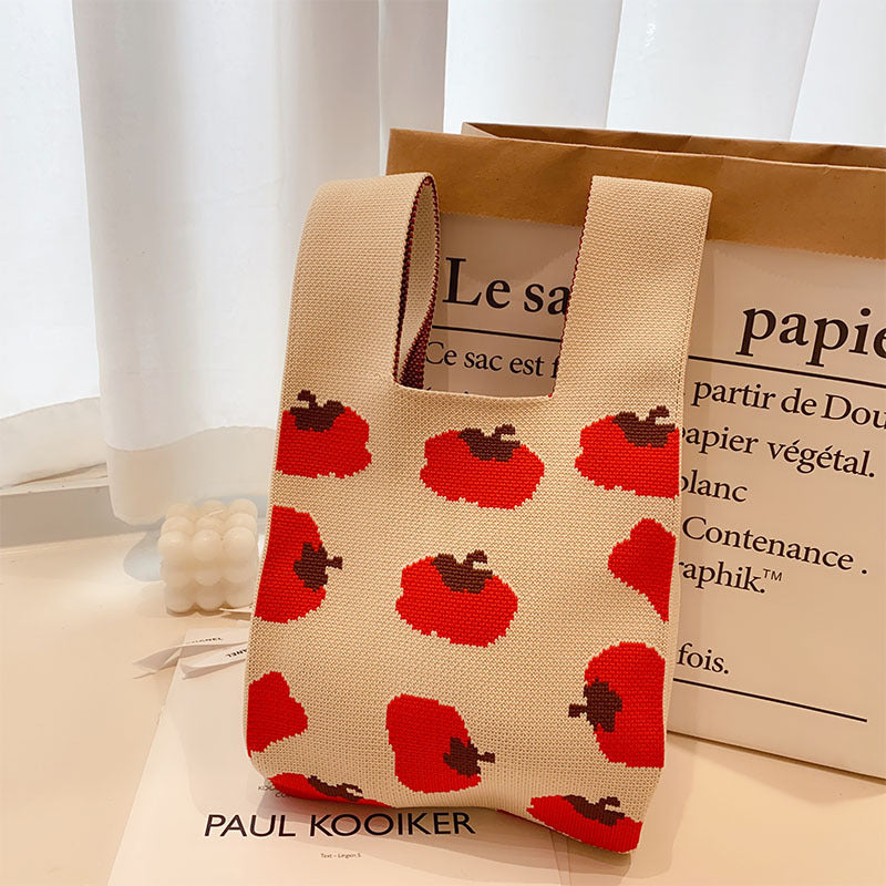 Vest Bag Knitted Woven Heart Plaid