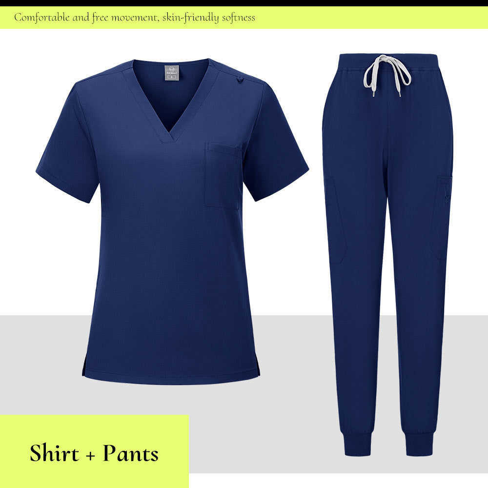 V-neck Medical Scrub Top And Pant Set
