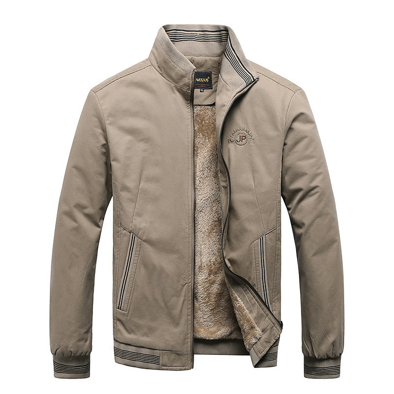 Men's hoodless cotton jacket