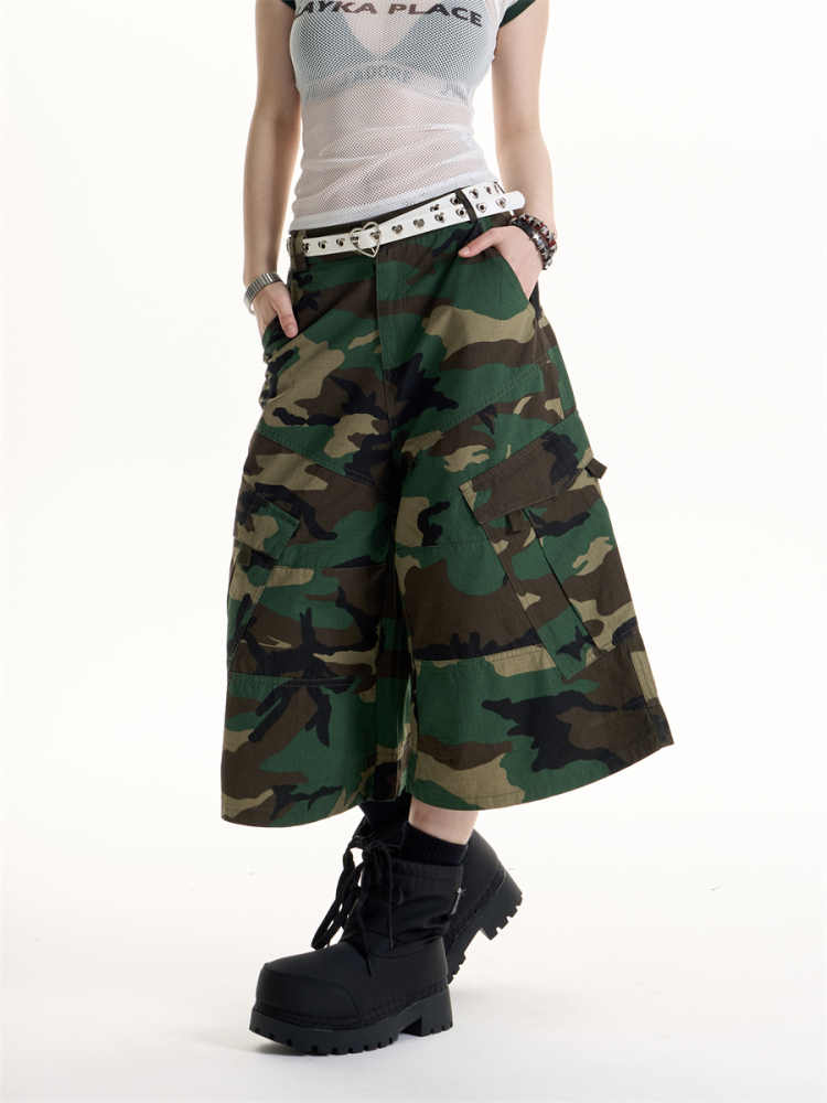 American Retro Simple Camouflage Cargo Pants